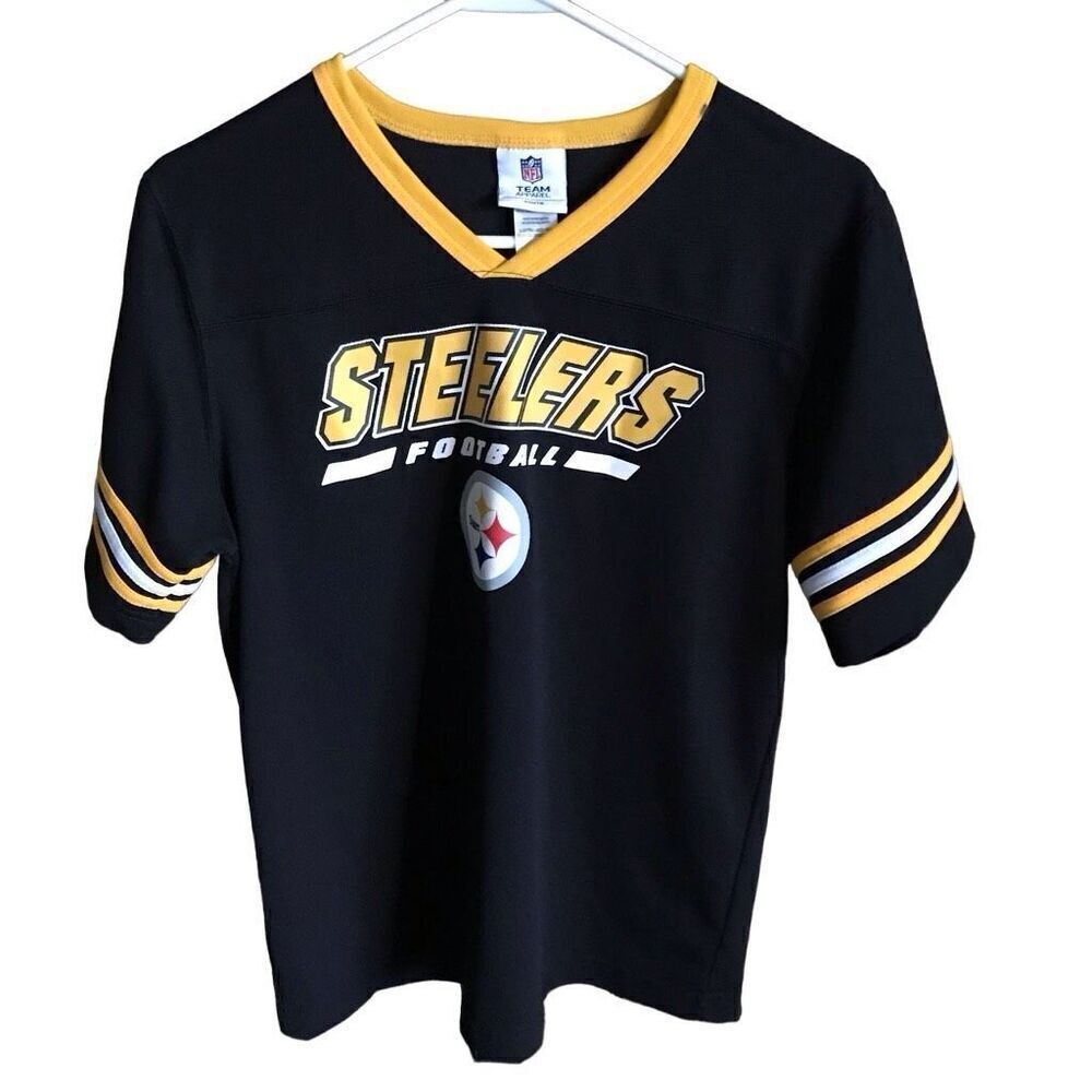 NFL team apparel Kids Youth XL Black football jersey shirt Pittsburgh Steelers